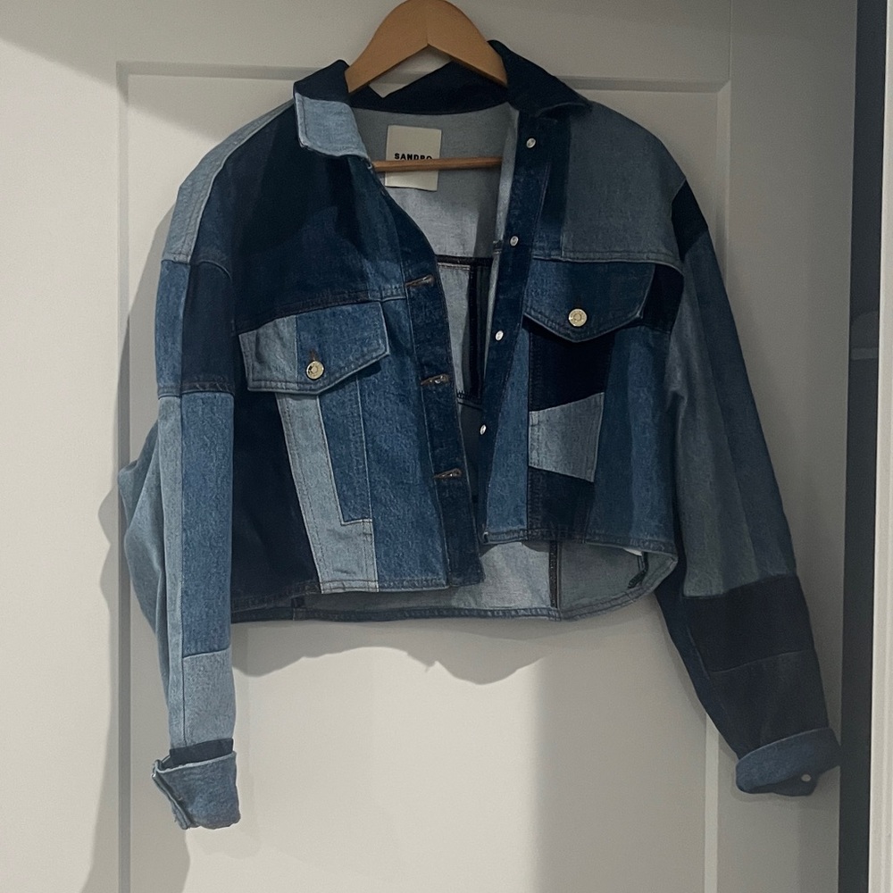 Sandro Light Blue Denim Label Jacket